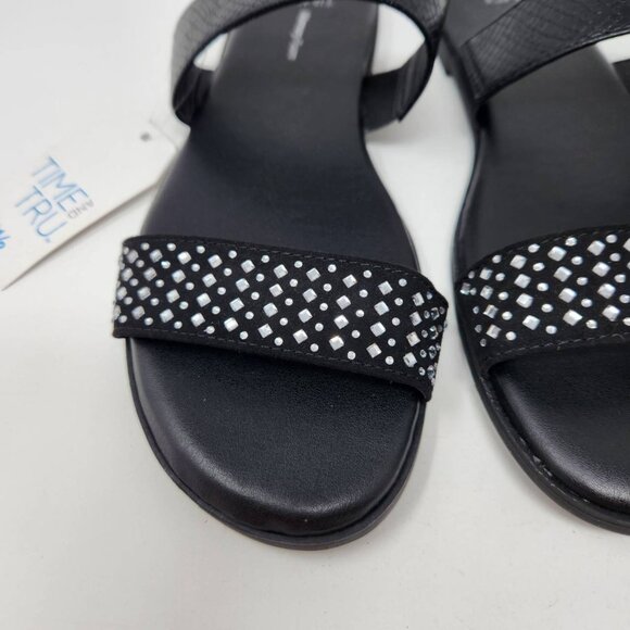 Time And Tru Women's Memory Foam Black Sandals 6.5 - Picture 2 of 9